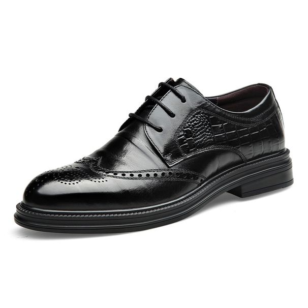 Euro Step 2025 Klassische britische Brogue-Schuhe für Herren, geschnitzt, formelle Geschäfts- und Freizeitschuhe, schwarze Deckschicht, Rindsleder, vielseitig_voghion.com