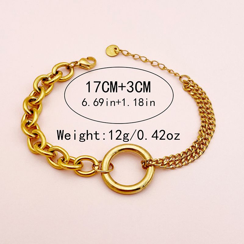 Einfache Pendelarmbänder im römischen Stil in O-Form aus 304er Edelstahl mit 14 Karat Vergoldung in großen Mengen_voghion.com