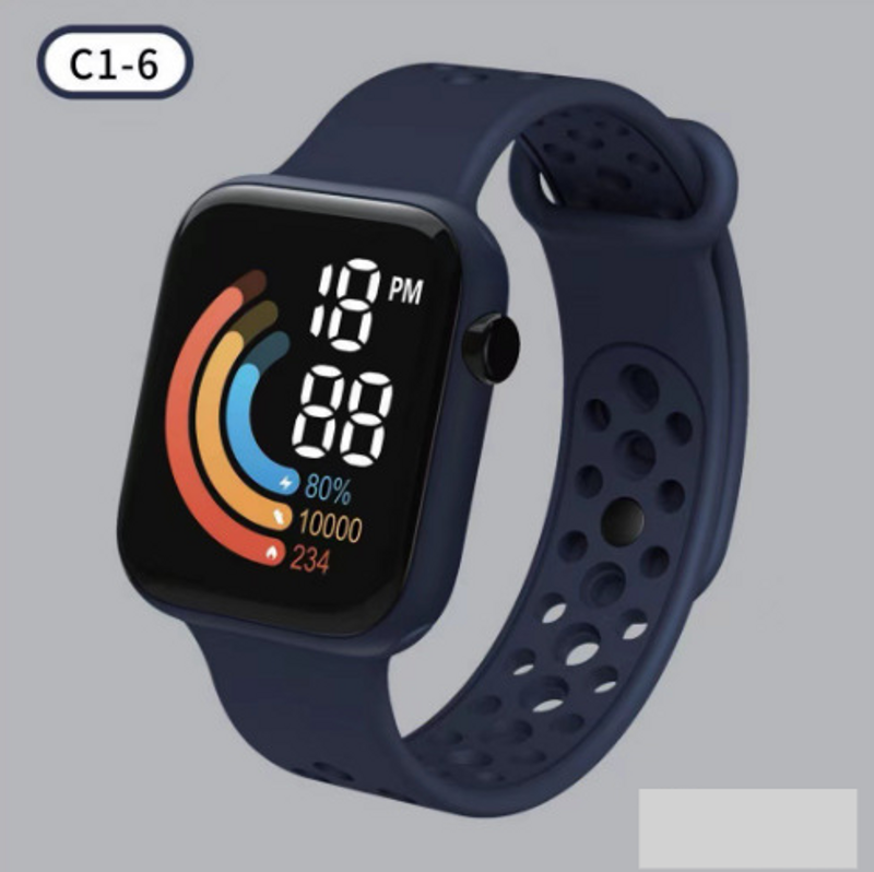 Watch Set Children's Watch Rainbow Digital Display Small Square LED Electronic Watch Source Factory_voghion.com