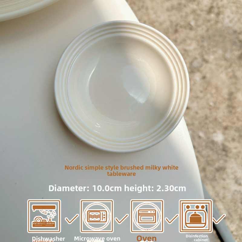 Cream Aesthetic Ceramic Dinnerware Set – Modern Minimalist Hat-Shaped Plates & Bowls For Cake, Pasta, Steak (Microwave Safe, 4.5"-11.8")​_voghion.com