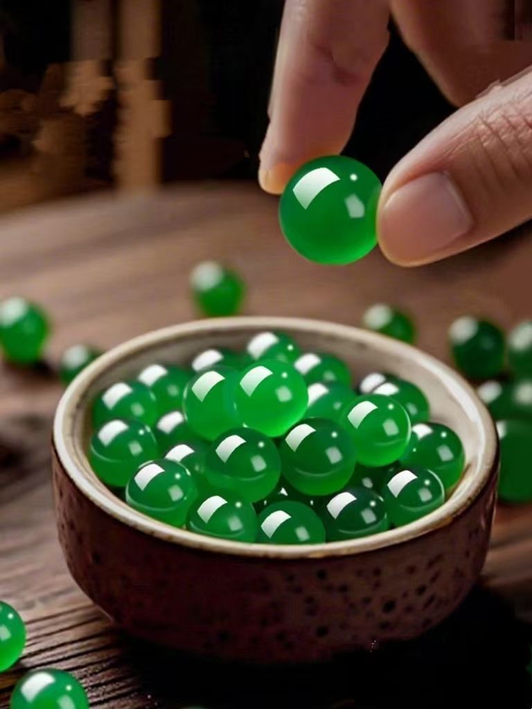 Natural Green Agate Bead Bracelet DIY Jewelry Handmade From Jadeite Beads. Comes With Elastic String For Gift._voghion.com