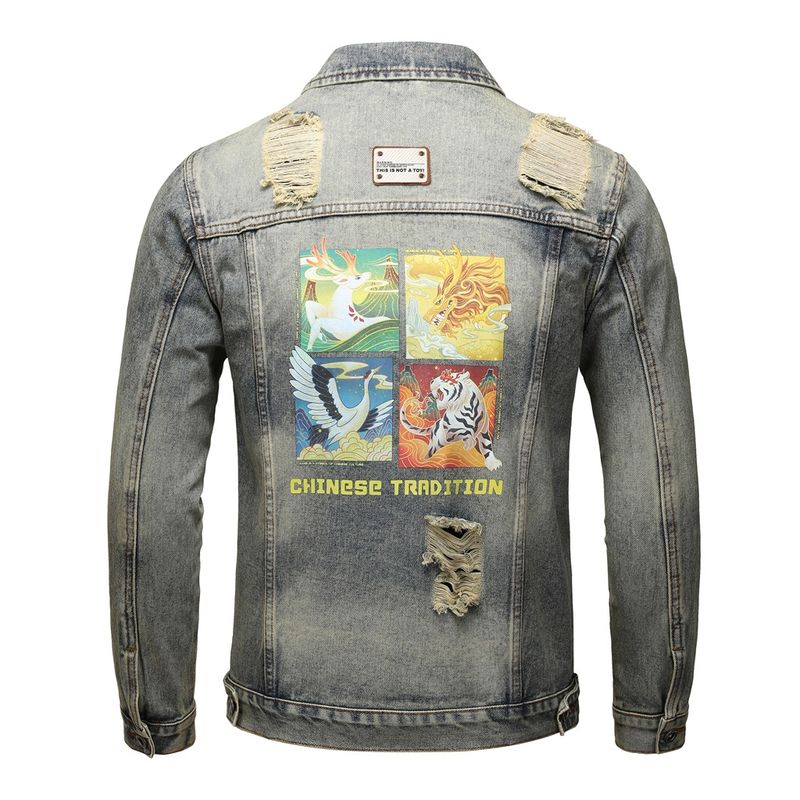Giacca in denim da uomo autunno e inverno nuova giacca casual retrò da strada alta americana alla moda con stampa strappata_voghion.com