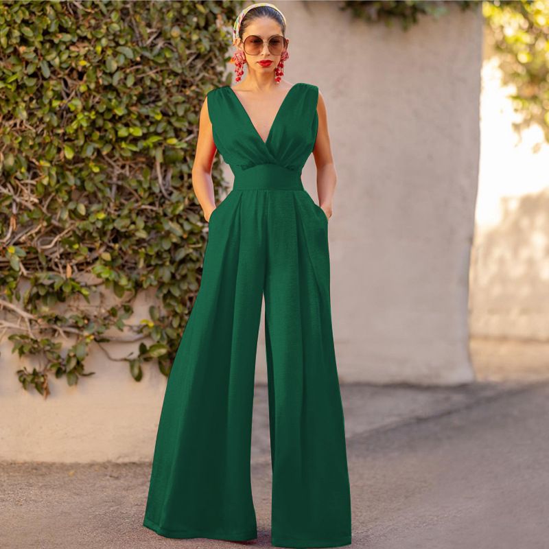 Women's Clothing Fashion Summer New Slim Jumpsuit High Waist Slimming Jumpsuit Straight Wide Leg Pants For Women_voghion.com