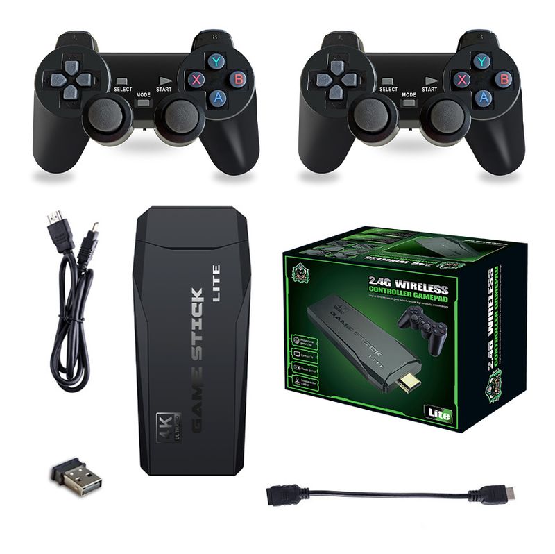 Console di gioco retrò wireless M8 con doppio controller 2.4G, sistema compatibile con TV HD, memoria 32G/64G/128G, intrattenimento per famiglie a 2 giocatori._voghion.com