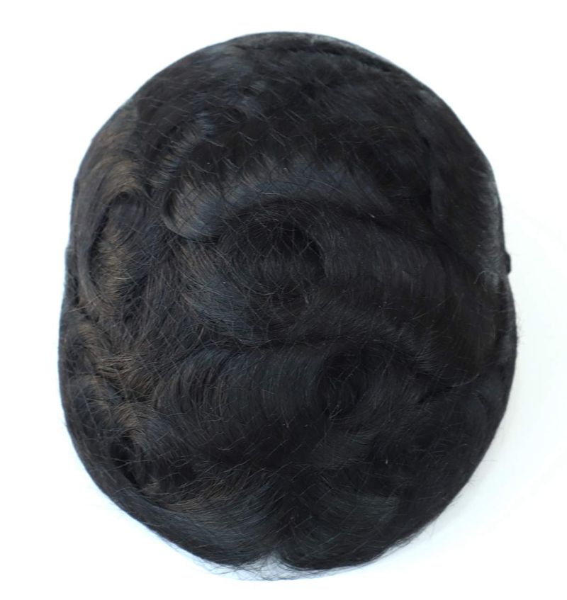 Fine Mono NPU Toupee For Men 100% Human Hair Replacement System Durable Base Hair Pieces Natural Hairline Real Wigs #1B Off Black Color_voghion.com