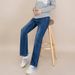 Jean de grossesse à jambes droites - Pantalon en coton stretch pour femme enceinte (Bleu classique, M-XXL)_voghion.com