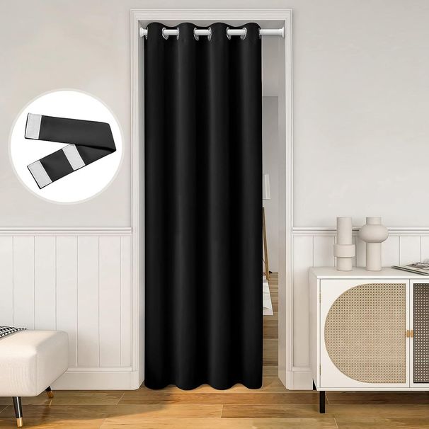 Cortinas opacas sin perforaciones, con aislamiento térmico y reducción de ruido para puertas y armarios (bloqueo total de luz y protección de privacidad para dormitorios, armarios y oficinas)._voghion.com