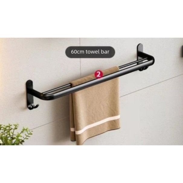 Portasciugamani senza fori, portasciugamani pieghevole in alluminio, portasciugamani da bagno ispessito, doppio uso_voghion.com