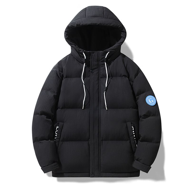 Men’s Lightweight Down Hooded Jacket – Water-Resistant Corduroy Shell With 550FP White Duck Down (White, Black, Navy Blue)_voghion.com