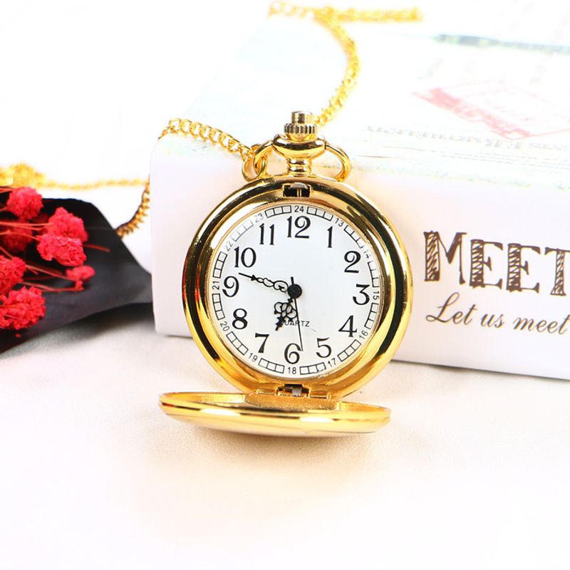 Große Taschenuhr Vintage Flip Roman Poliert Herrenuhr Quarzuhr Halskette Hängende Uhr Uhr_voghion.com