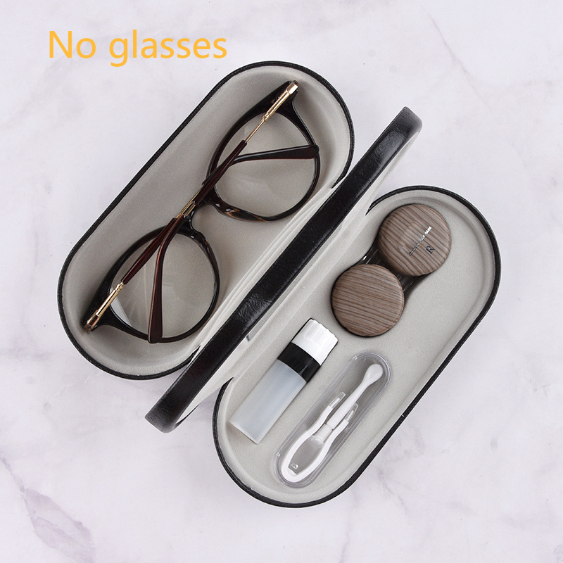 Unisex houtnerf dubbele doos contactlens begeleidende doos Frame spiegeldoos Dubbele doos brillenkoker voor twee doeleinden_voghion.com