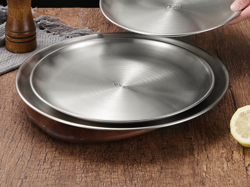 304 Stainless Steel Gold Plated Tray - Serving Plate For BBQ, Cake, Dessert & Fruit (10/12/14 Inch, Dishwasher Safe)​_voghion.com