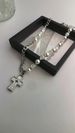 Pearl Cross Necklace Light Luxury Niche New Clavicle Chain_voghion.com