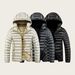 Chaqueta acolchada ligera para hombre con capucha desmontable - Abrigo de invierno cálido con forro polar, chaleco acolchado ajustado con cremallera para uso informal_voghion.com