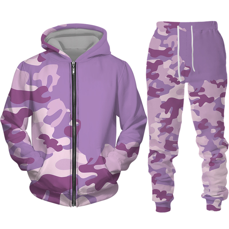 Set di felpe con cappuccio con cerniera da uomo casual con stampa digitale 3D New Camo primavera e autunno 2024_voghion.com