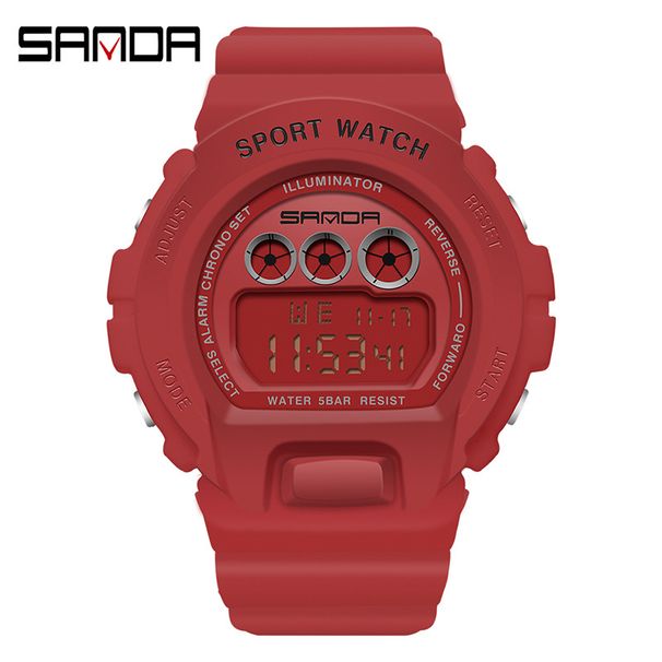 Reloj digital unisex con retroiluminación LED, correa de resina ligera e impermeable para estudiantes y adolescentes. Reloj electrónico de moda para estudiantes._voghion.com
