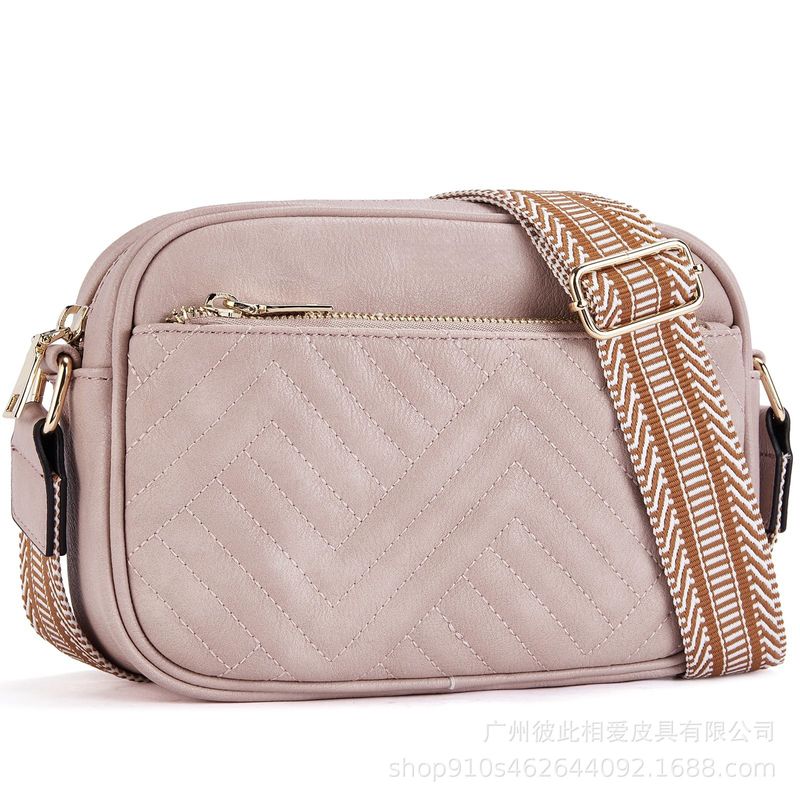borsa a tracolla retrò trapuntata ricamata a quadri color block con cerniera, tracolla, borsa a tracolla, portafoglio, piccola borsa quadrata_voghion.com