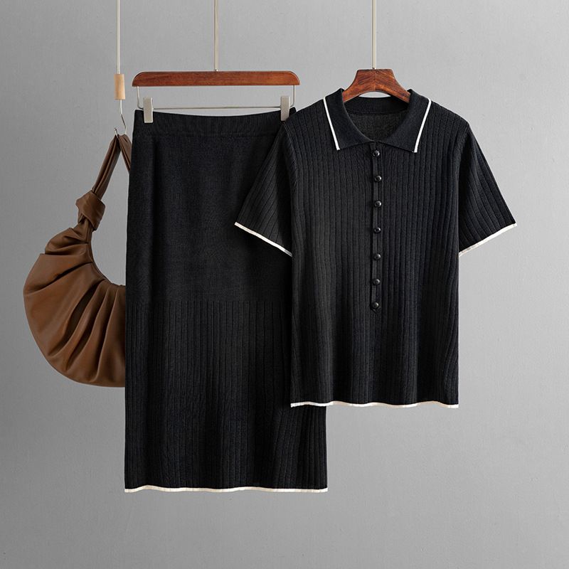 Traje de falda de punto de temperamento de ropa de mujer Traje de dos piezas_voghion.com