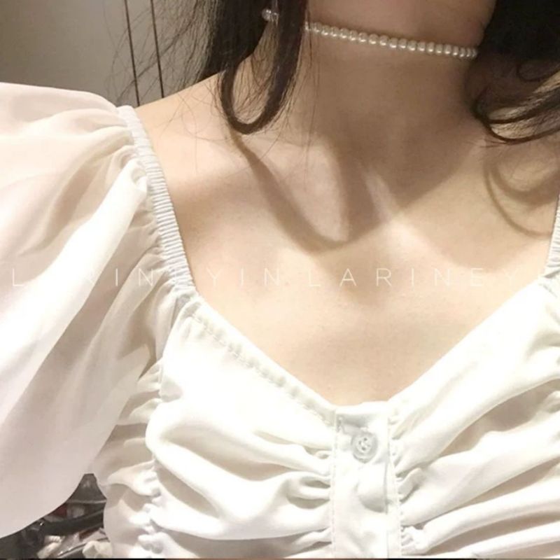 Vsatile tempament, multi-lay, two-lay glass imitation pearl necklace, short collarbone chain, Korean collar_voghion.com