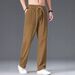 Calça casual masculina de linho misto - perna reta, caimento relaxado, respirável e leve para uso diário (P-XXXG, 8 cores) |_voghion.com