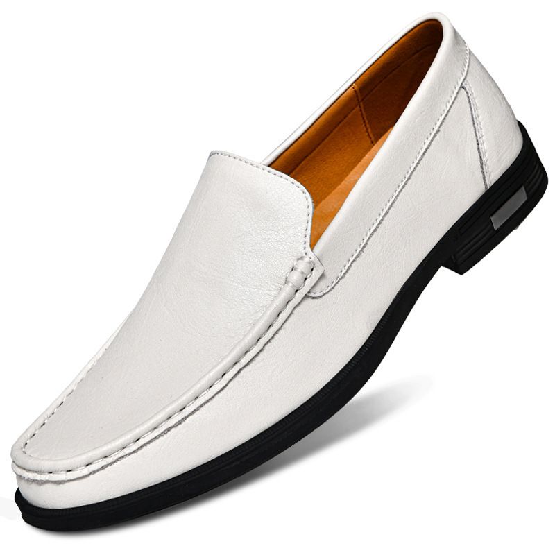 Slip-On Loafers Lazy Trendy Herren Echte britische Freizeitschuhe aus Leder im koreanischen Stil Mokassins für Männer_voghion.com