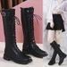 Women's 2021 New Autumn Winter Slimming High Tube Thick Sole Long White Over-the-Knee Petite Riding Boots Shoes_voghion.com