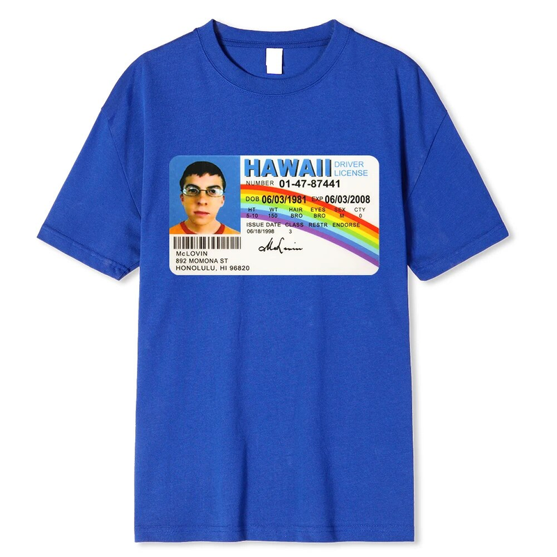 Homme póló nyári férfiaknak Mclovin azonosító kártya Superbad Geek férfi pamut unisex póló tinédzsereknek menő puha ruházat_voghion.com