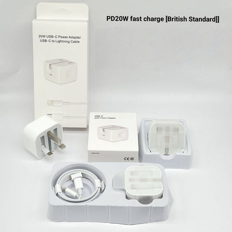 20W PD Fast Charger With Type-C Cable – Compatible With IPhone 15/14/13 & IPad (EU Plug, White, Includes 6A Fast Charge Cable)​_voghion.com