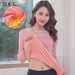 OEC Fleece-Lined Thickened Crew Neck T-Shirt For Women 2024 Winter New Warm Top Inner Wear Body Shaping 37°C Constant_voghion.com