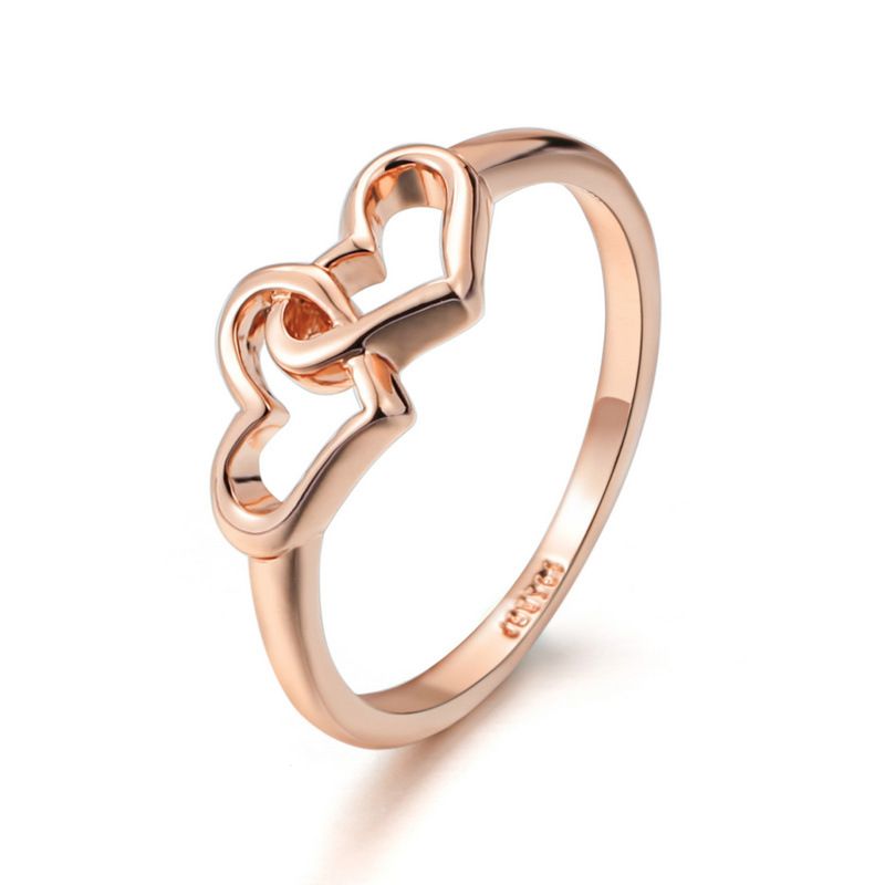 Joyas creativas, joyas de amor románticas, anillos de pareja sencillos bañados en platino._voghion.com