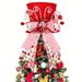 Chapeau de sapin de Noël ajustable avec nœud – Décoration étoile festive pour sapin de Noël (rouge, rose, bleu)_voghion.com