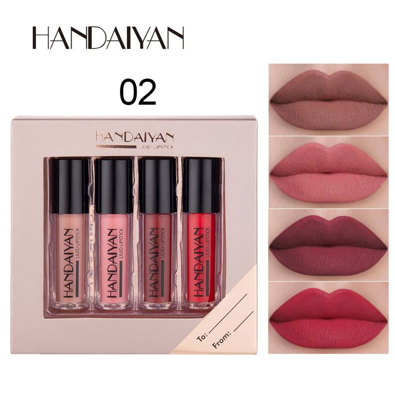 HANDAIYAN 24ss 4er-Pack Geschenkbox Spiegelgesichtsglasur Mattnebel Flüssigkeit Nicht färbende Tasse Lippenfarbe_voghion.com