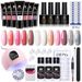 15ml Nail Extension Gel Set - With Nail Forms & Double-Head Brush | UV-Cured Crystal Extension Gel Kit_voghion.com