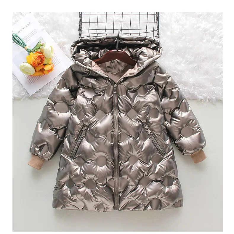 Kid's Clothing Girls cotton coat 2024 new winter thickened stylish small cotton coat children's bright leather wash free down cotton coat_voghion.com