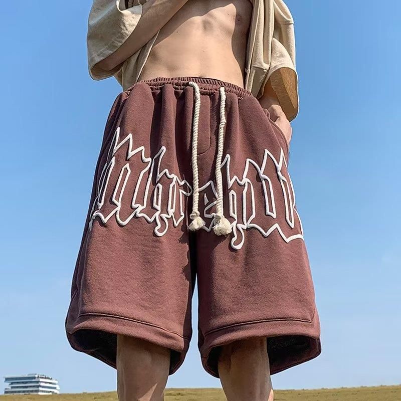Herrenbekleidung Retro Distressed Letters Sport Hip Hop High Street Casual All Match Hosen Sommer Herren Jugend Basketball Shorts_voghion.com
