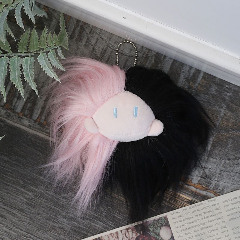 Baumwollpuppenkopfanhänger Plüschspielzeugtaschenzubehör langhaarige geflochtene Puppe gebratene Haarpuppe Schlüsselanhängerpuppe_voghion.com