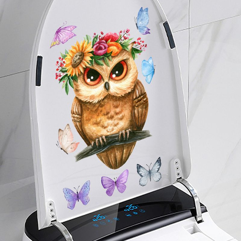 Wc cartoon eule schmetterling PVC N1836 wc dekoration wand aufkleber_voghion.com