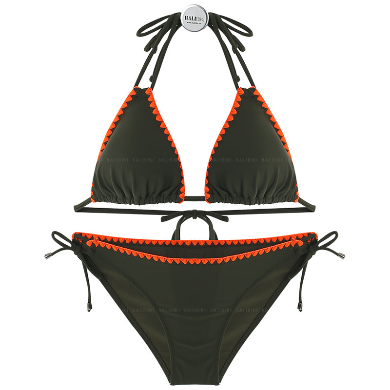 split small breasts gathered sexy strappy backless slimming solid color hot spring bikini_voghion.com