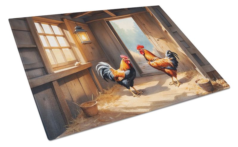 Chickens In The Coop Glass Cutting Board Decorative Tempered Glass Kitchen Cutting And Serving Board Large Size Chopping Board_voghion.com