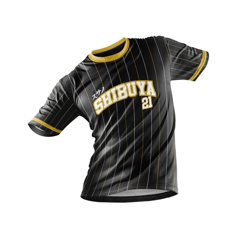 fux Shibuya Baseball-Kurzarm-Top, T-Shirt, klassisches Trikot, lässiges Sport-T-Shirt, Unisex, Rundhals_voghion.com
