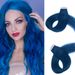 Blaue Farbe, lang, glatt, 14-24 Zoll, Tape in Haarverlängerungen, Echthaar, Tape in Echthaar, Tape in Haarverlängerungen_voghion.com