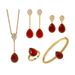 Dames Sieraden Paleis Retro Temperament Stijl Natuurlijke Agaat Parelmoer Traanvormige Oorbellen Ring Ketting Vierdelige Set_voghion.com