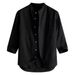 Men's Clothing Men's Linen Shirt Stand Collar Cardigan Loose Casual Breathable Linen Shirt Youth Three Quarter Sleeve Tops Men_voghion.com