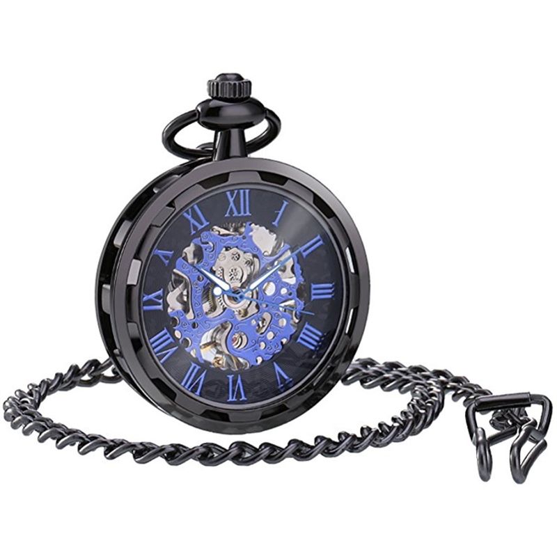 Vintage pocket watch Roman scale clamshell mechanical pocket watch jewelry old carved necklace pocket watch_voghion.com