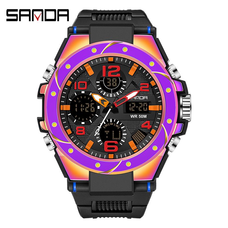 OLEVS Top Brand Luxury Men Sport Chronograph Watch Dual Display Watches Army Military Watch Multifunction Electronic Watch Waterproof Rubber Watch_voghion.com