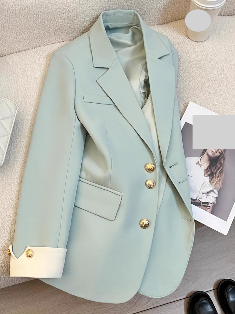 Veste de costume haut de gamme pour femme, vêtement vert lac, super beau, pour le printemps, nouveau style, street blasting, design élégant_voghion.com