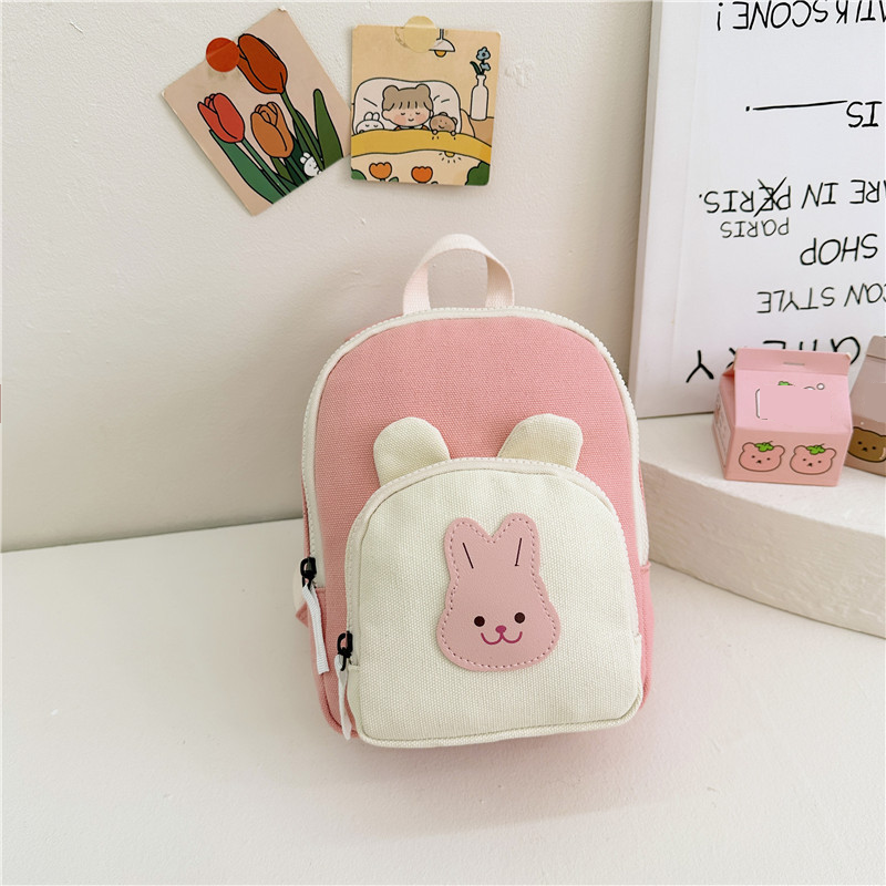 Kids Backpack - Cute Cartoon Bunny Design & Color Block School Bag For Girls & Boys, Kindergarten Backpack (Back To School Season)​_voghion.com