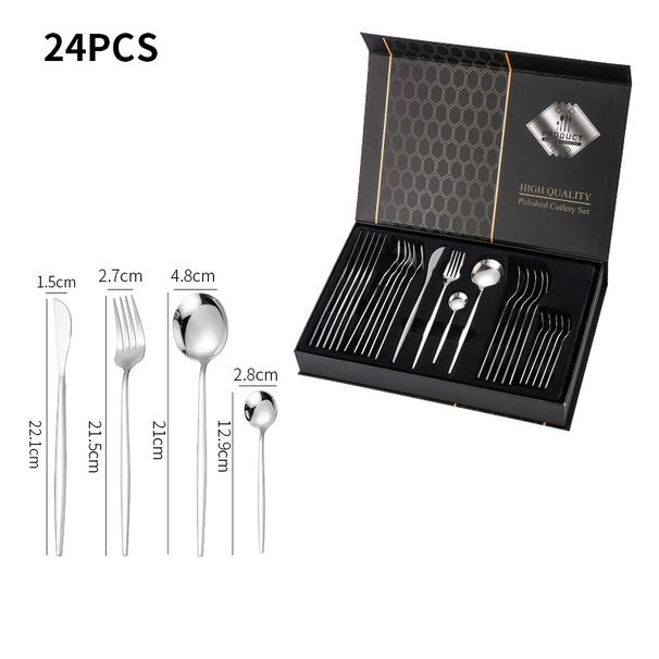 Stainless Steel Cutlery 24 Piece Set Portuguese Western Hotel Steak Knife Fork And Spoon Gift Box Set_voghion.com