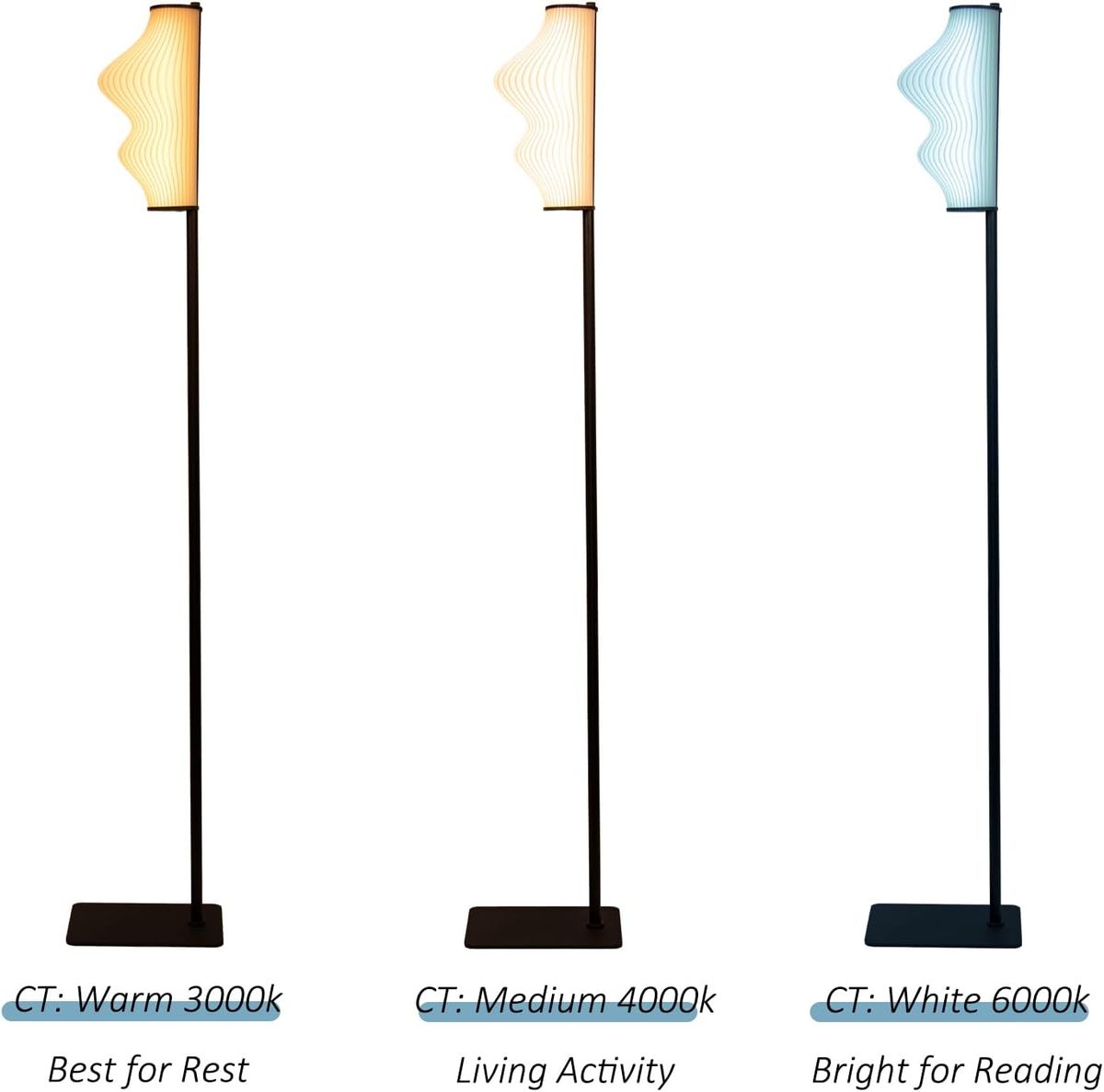 Floor Lamp, Chinese Ancient Style, GaoShanLiuShui Artistic,Metal Stud And Riser Design. 3 Color-Toned Temperature, In Line Switch, Modern Industrial_voghion.com