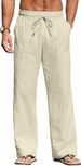2025 Men's Linen Casual Long Pants, Large-sized Loose Drawstring Pocket Beach Pants For Men_voghion.com